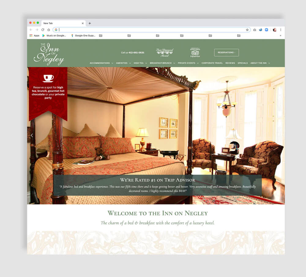 Luxury hotel web design home page sample