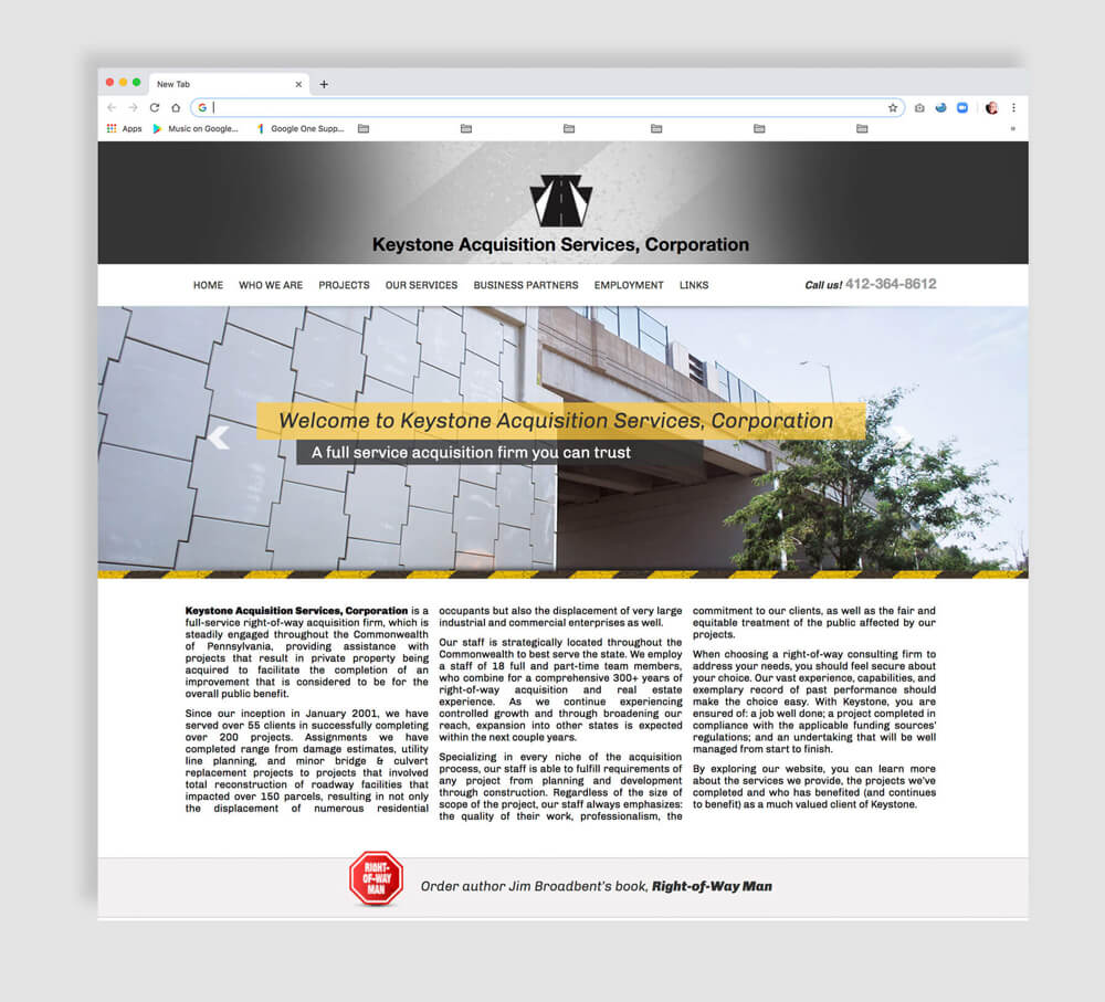 Civil projects web home page design example