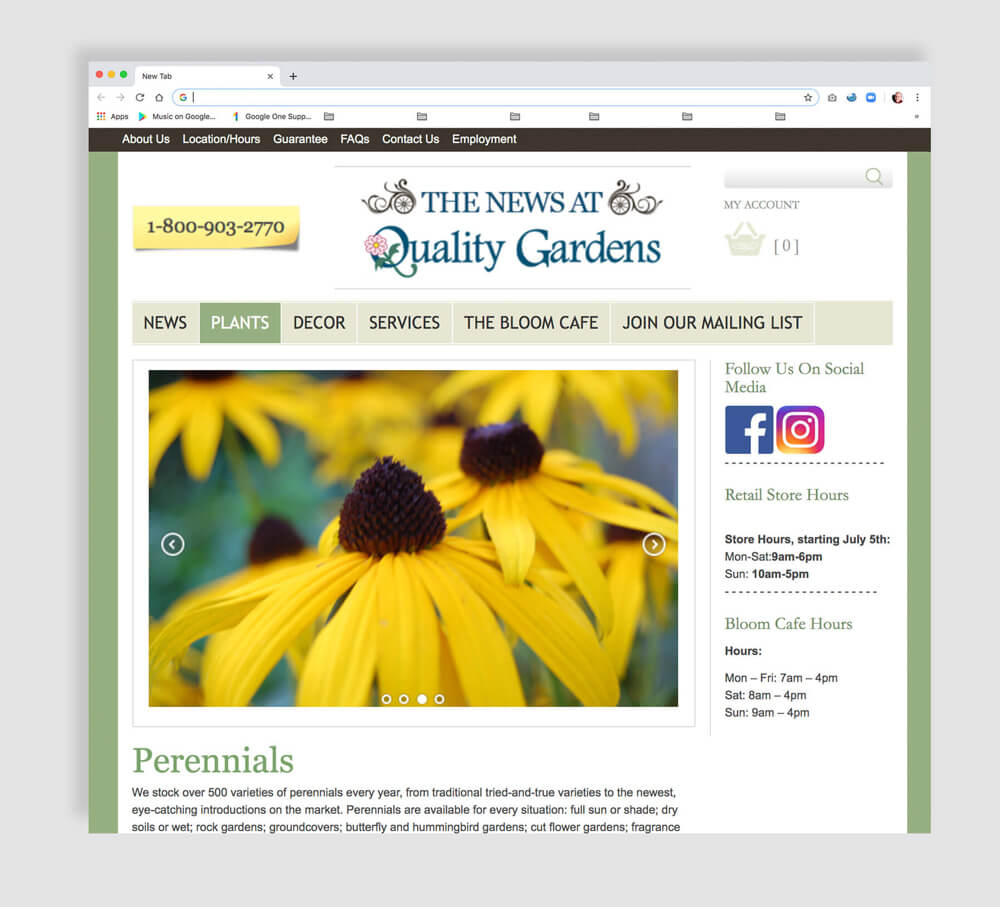 lovely web design for a garden retailer