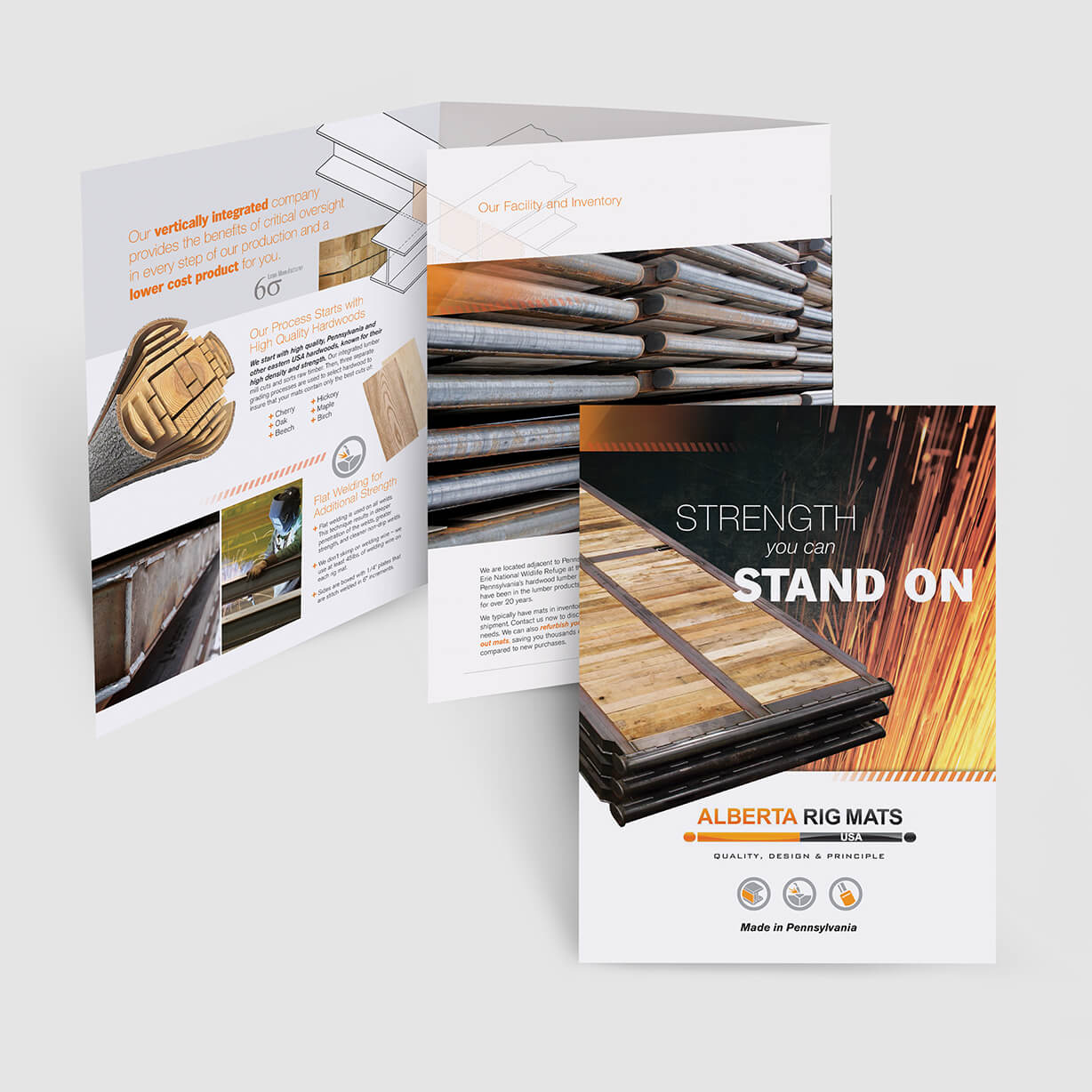 Industrial pocket folder design with heavy-duty steel and wood products