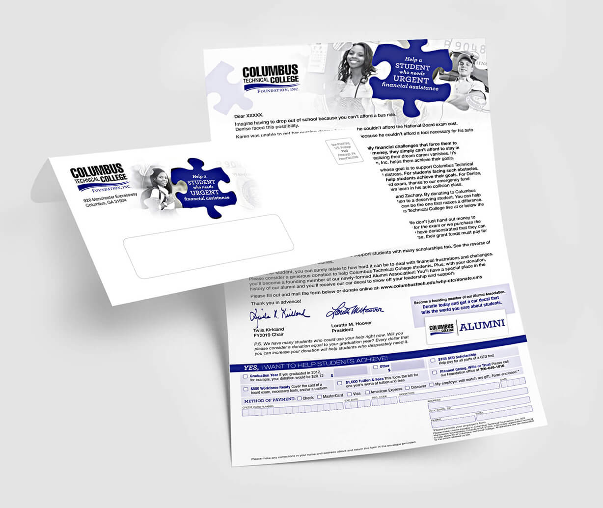 Alumni mailer - direct mail college fundraising campaign