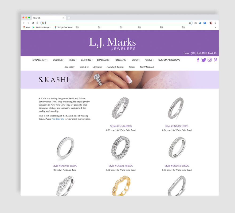 Jewelry website design
