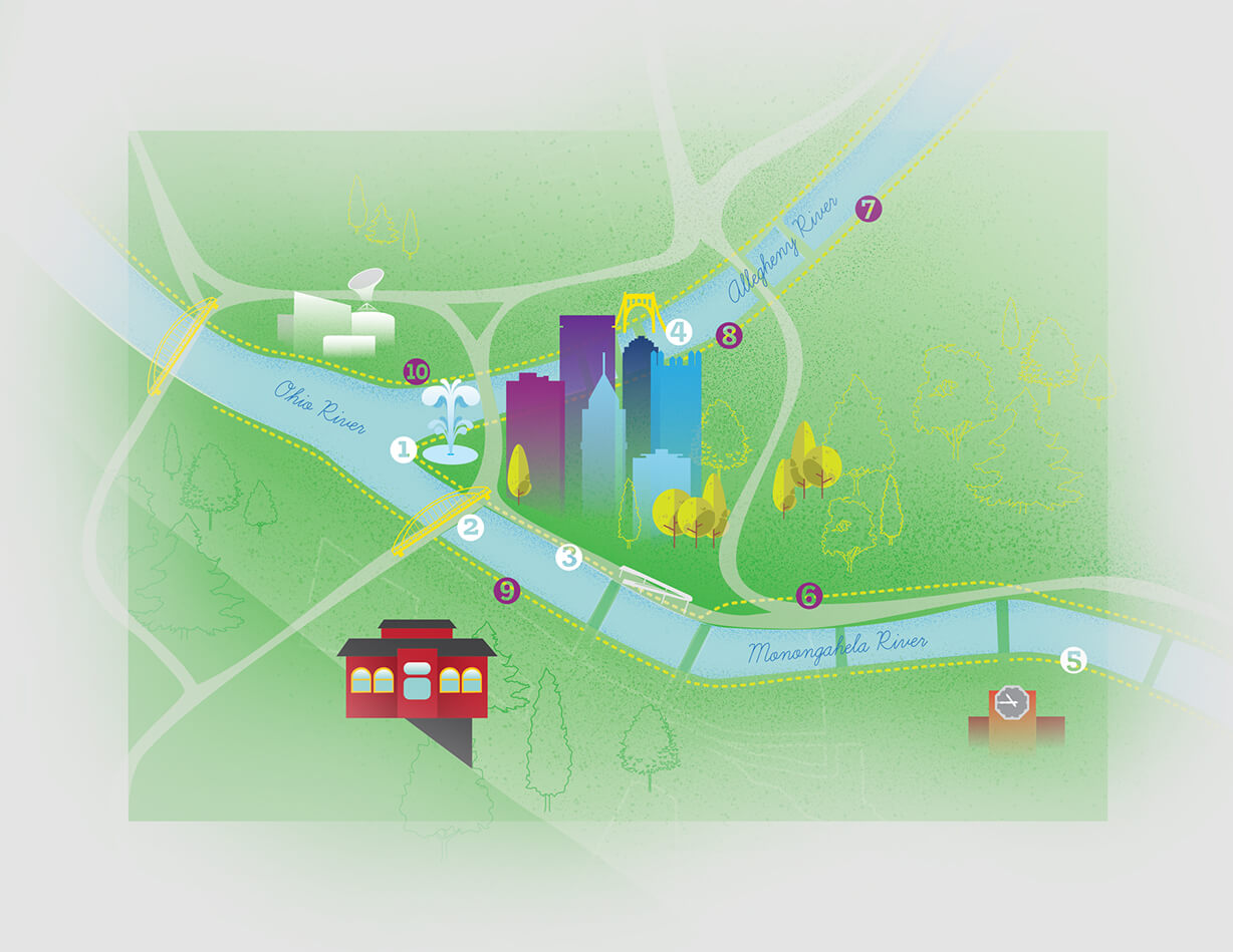 Line Illustration of Pittsburgh used for a Riverlife promotion