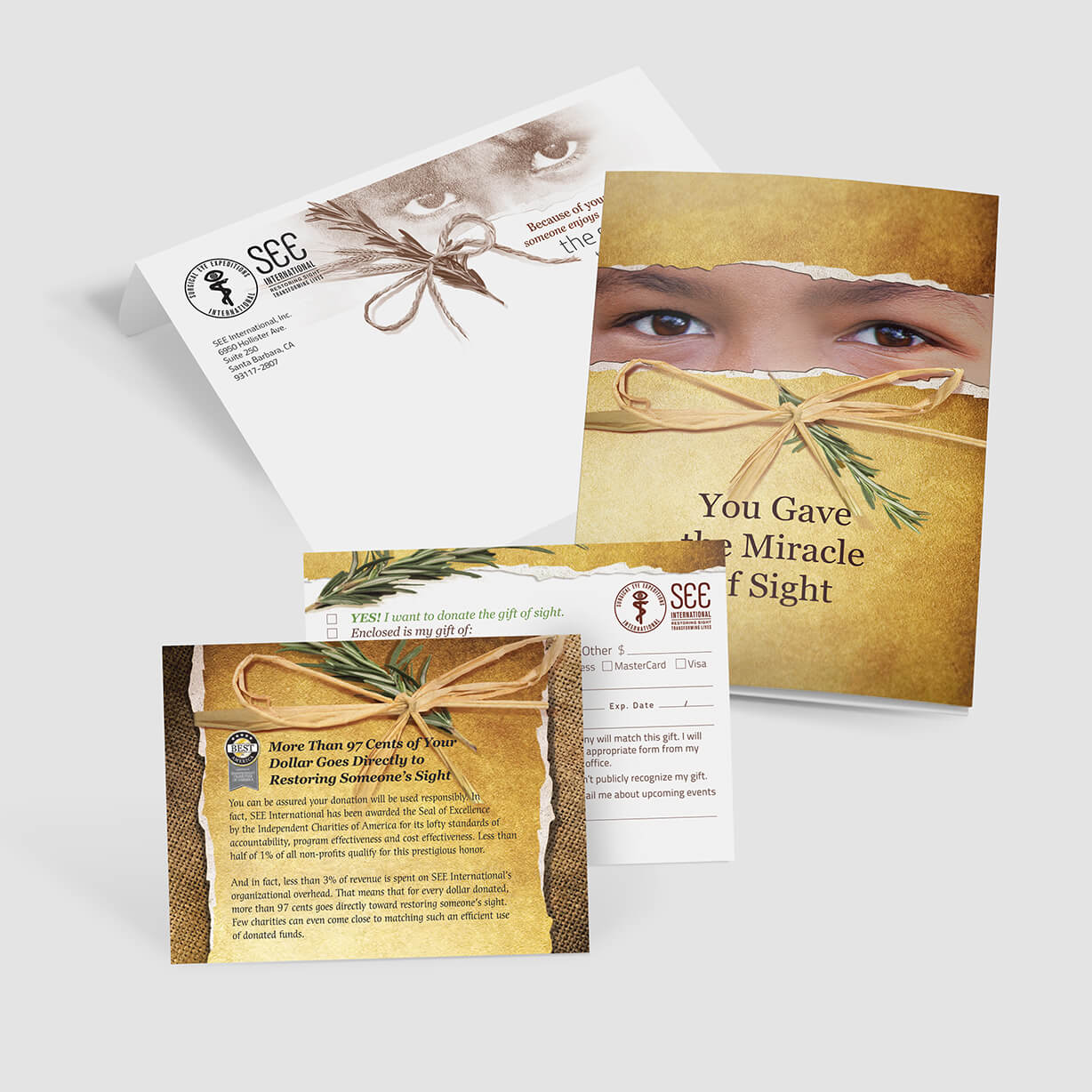 Mailer soliciting donations for international vision organization