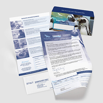 Wildlife donor solicitation direct mail with full color envelope