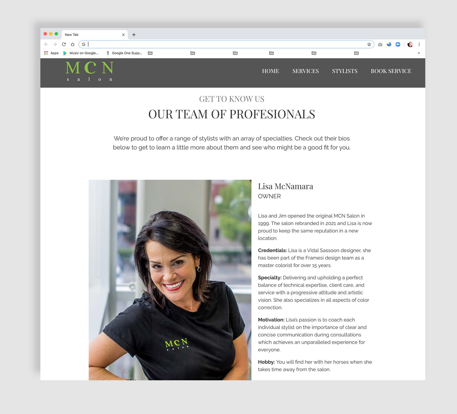 Exclusive Hair Salon Team Web Page Design