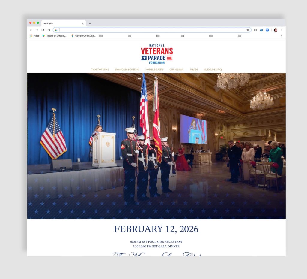 National Veterans Parade Gala one-page Website Design