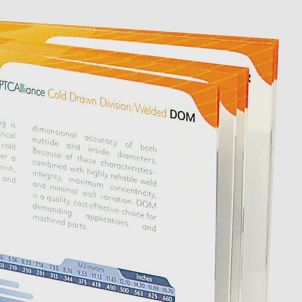 Graphic design for steel manufacturer's catalog of product specifications